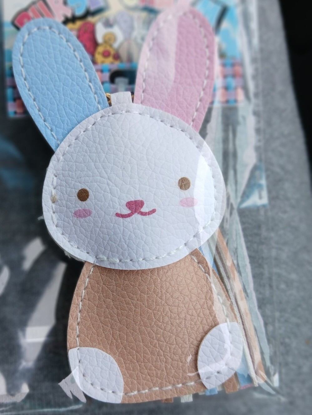 Faux Leather Bunny Bag Charm With Tassels- New